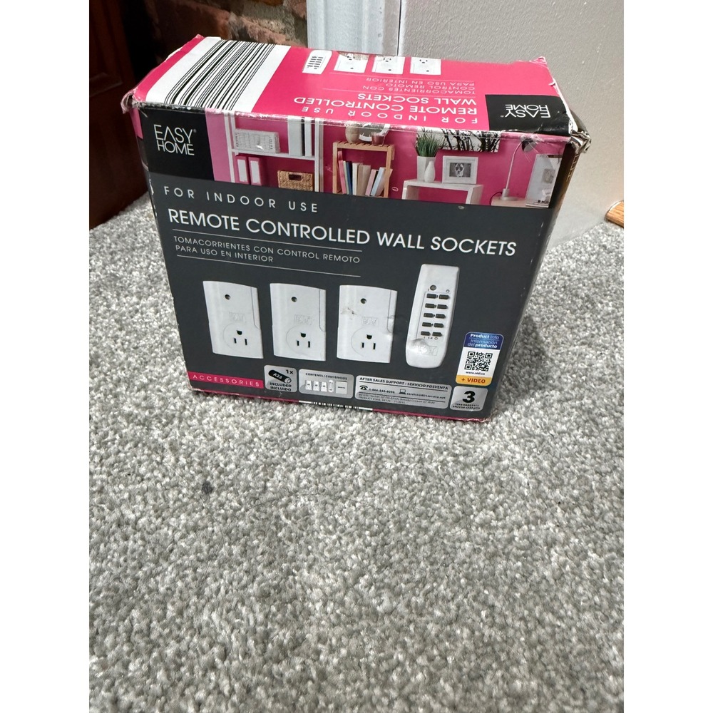 Easy Home Remote Controlled Wall Sockets 3 Pack with Remote White